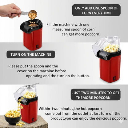 Mini Home Popcorn Maker with Measuring Cup and Removable Lid (آلة صنع الفشار المنزلية الصغيرة مع كوب قياس وغطاء قابل للإزالة)